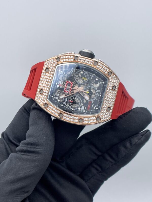 Richard Mille RM11 Annual Flyback Chronograph Rose Gold and Titanium Custom Set Diamonds RM011