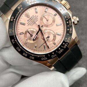 Rolex Daytona Rose Gold Pink Diamond Dial Oysterflex Rubber Bracelet 116515LN