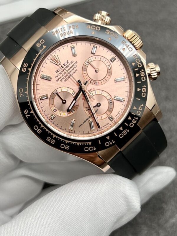 Rolex Daytona Rose Gold Pink Diamond Dial Oysterflex Rubber Bracelet 116515LN