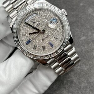 Rolex Day-Date 40 President White Gold Diamond Pave Sapphires Dial 228239