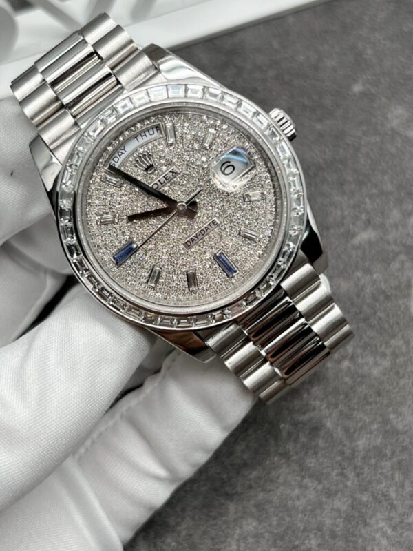 Rolex Day-Date 40 President White Gold Diamond Pave Sapphires Dial 228239