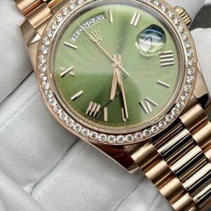 Rolex Day-Date 40mm Olive Green Dial With Diamond Bezel