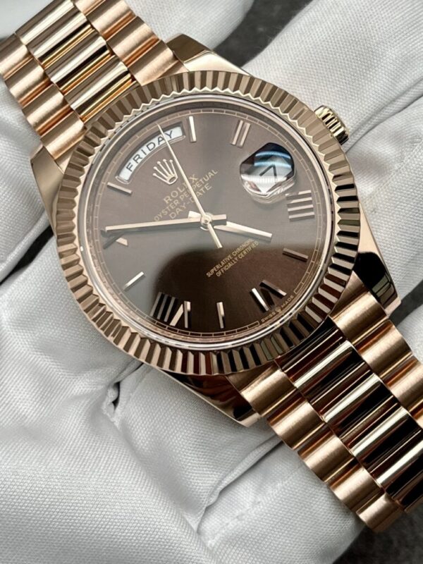 Rolex Day-Date 40mm Chocolate Roman Dial With President Bracelet