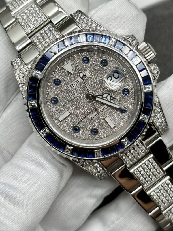 Rolex Submariner Blue Sapphire Diamond Paved 16659