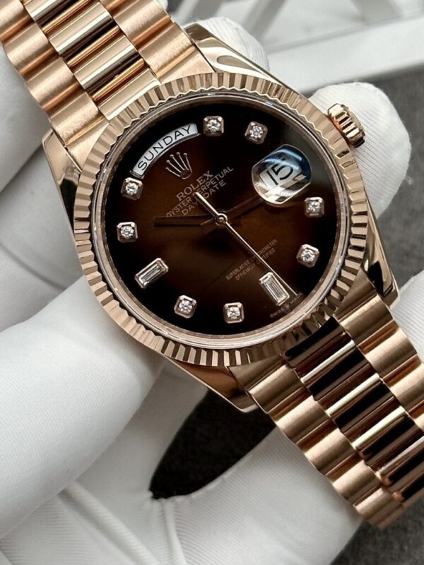 Rolex Day-Date 36 128235 18k Rose gold Brown Ombre Diamond Dial