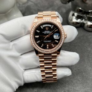 Rolex Day-Date 40 18k Rose Gold Eisenkiesel Diamond-set bezel and a President bracelet