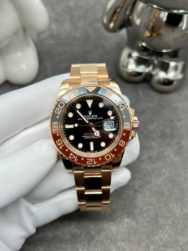 Rolex GMT-Master II 40mm 18k Rose Gold Rootbeer Oyster Bracelet (126715CHNR)