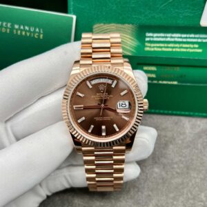 Rolex Day-Date 40 Baguette Diamond Dial In 18K Rose Gold