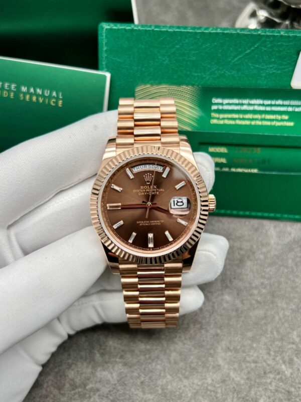 Rolex Day-Date 40 Baguette Diamond Dial In 18K Rose Gold