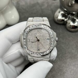 Patek Philippe Nautilus in White Gold Baguette Diamonds 5719/10G