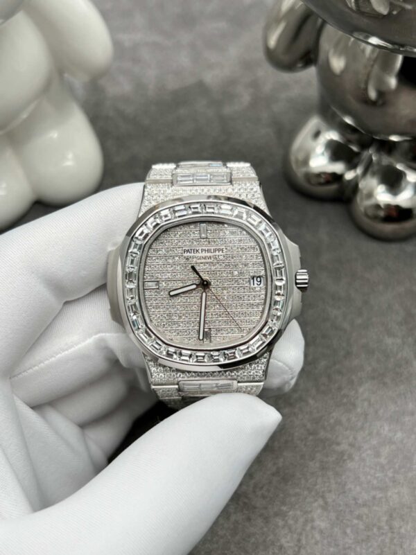 Patek Philippe Nautilus in White Gold Baguette Diamonds 5719/10G