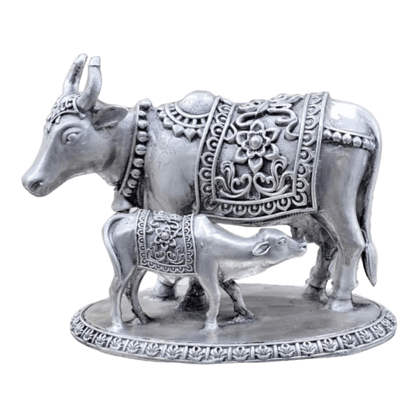 Cow Calf 925 Pure Silver Idol