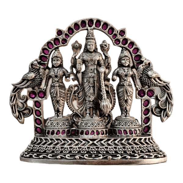 Balaji with Sridevi & Bhudevi  Stone 925 Pure Silver Idol